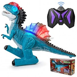 Dinosaur Toys for Kids 3-15 Boys Girls iWUNTONG 8 Channel 2.4G Remote Control Dinosaur Educational Jurassic World Walking Dinosaur with Light&Sound Powered by Rechargeable Battery,360° Rotation Stunt