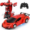 Remote Control Car Toy for 3-8 Year Old Boys 360° Rotating RC Deformation Robot Car Toy with LED Light Transform Robot RC Car Age 3 4 5 6 7 8-12 Years Old for Kids Boys Girls Birthday Gifts Red
