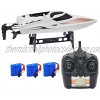 Blomiky TKKJ H102 20MPH+ Racing White RC Boat 2.4Ghz 4CH High Speed Remote Control Boat for Pool Lake and River Extra 2 Battery H102