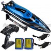HONGXUNJIE 2.4Ghz RC Boat- 20+ MPH High Speed Remote Control Boat for Adults and Kids for Lakes and Pools with 2 Rechargeable Batteries Low Battery Alarm Capsize Recovery Blue