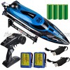 HONGXUNJIE 2.4Ghz RC Boat- 22+ MPH High Speed Remote Control Boat for Adults and Kids for Lakes and Pools with 2 Rechargeable Batteries Low Battery Alarm Capsize Recovery Blue