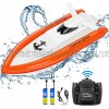 RC Boat for Adults & Kids High-Speed Electronic Remote Control Racing Boat with 2 Rechargable Battery Indoor Outdoor Boats for Pools and Lakes Only works in water