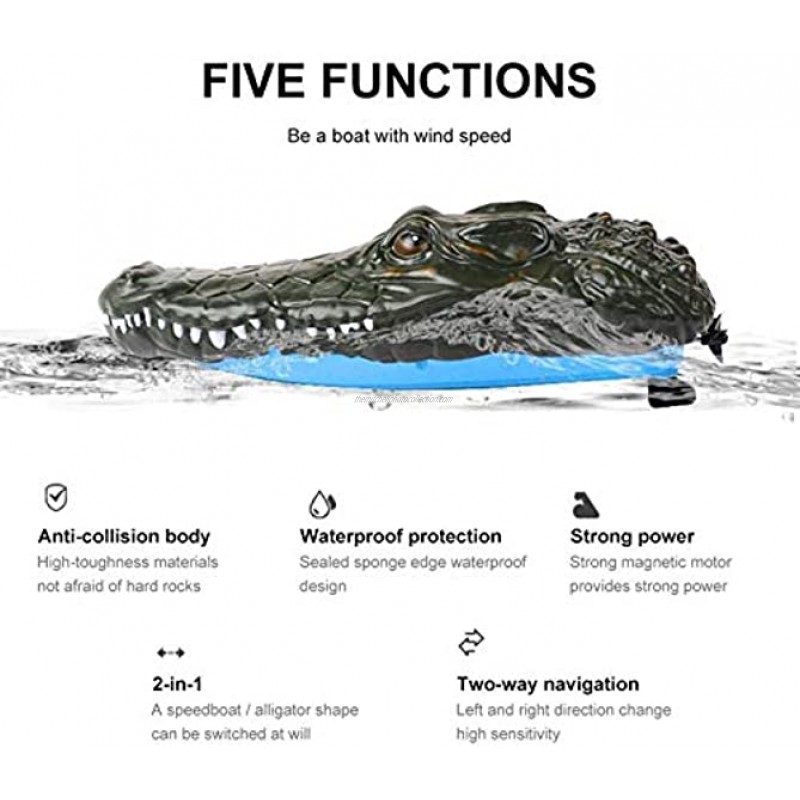 SZJJX 2 in 1 RC Boat Remote Control Racing Boats for Pools and Lakes Pond Garden 10km H 2.4G Mini Speed Boat with Disassembled Simulation Crocodile Head Spoof Toy Blue