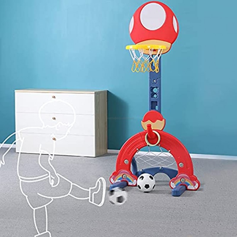 Aramox Basketball Stand System Mini Basketball Hoop and Stand Football Toddler Basketball Hoop for Living Room for Outdoor