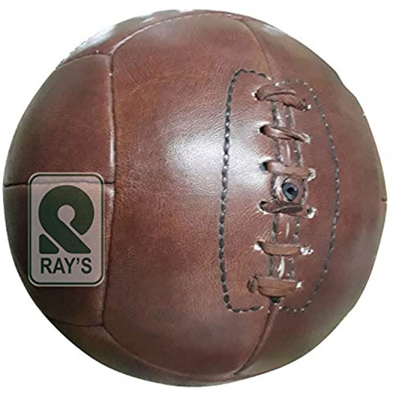 RAY'S 1930 Old Style Vintage Brown Color Leather Football 12 Panels