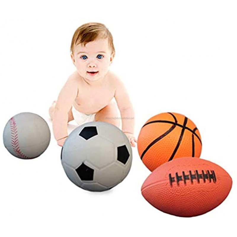 TOYANDONA 4Pcs 11cm Kids Sports Balls Set Mini Foam Sports Balls Mini Baseball Football Basketball Soccer Ball Toy for Kids Children