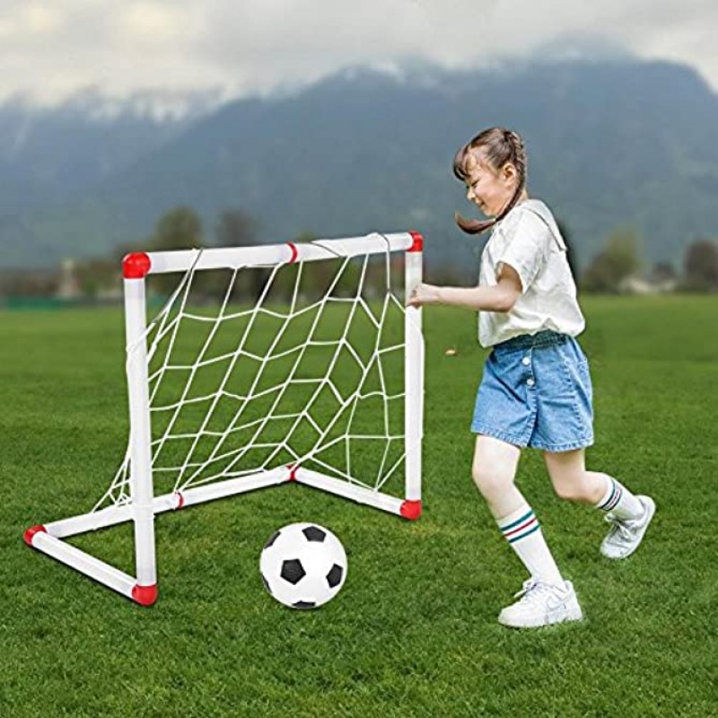 Yencoly Soccer Goal Set Training Active Ability Plastic Rounded Edge Response Capability Easily Assembled Kids Football Goal for Children Kids