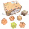 KINGOU IQ Challenge Set Logic Wooden Puzzles High Difficulty Brain Teaser Toys Set 6 Packed Adult Kids