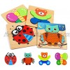 Wooden Animal Jigsaw Puzzles Puzzles Toys with 4 Animals Patters for Toddlers 1 2 3 Years Old Boys &Girls Educational Preschool Toys Gift with Bright Vibrant Colors