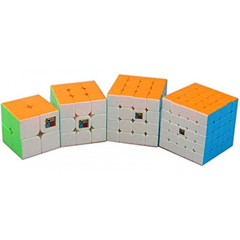 Elloapic Pack of 4 MoYu MOFANGJIAOSHI Cubing Classroom Magic Cubes 2x2 3x3 4x4 5x5 Stickerless Speed Magic Cubes Set,with Gift Package