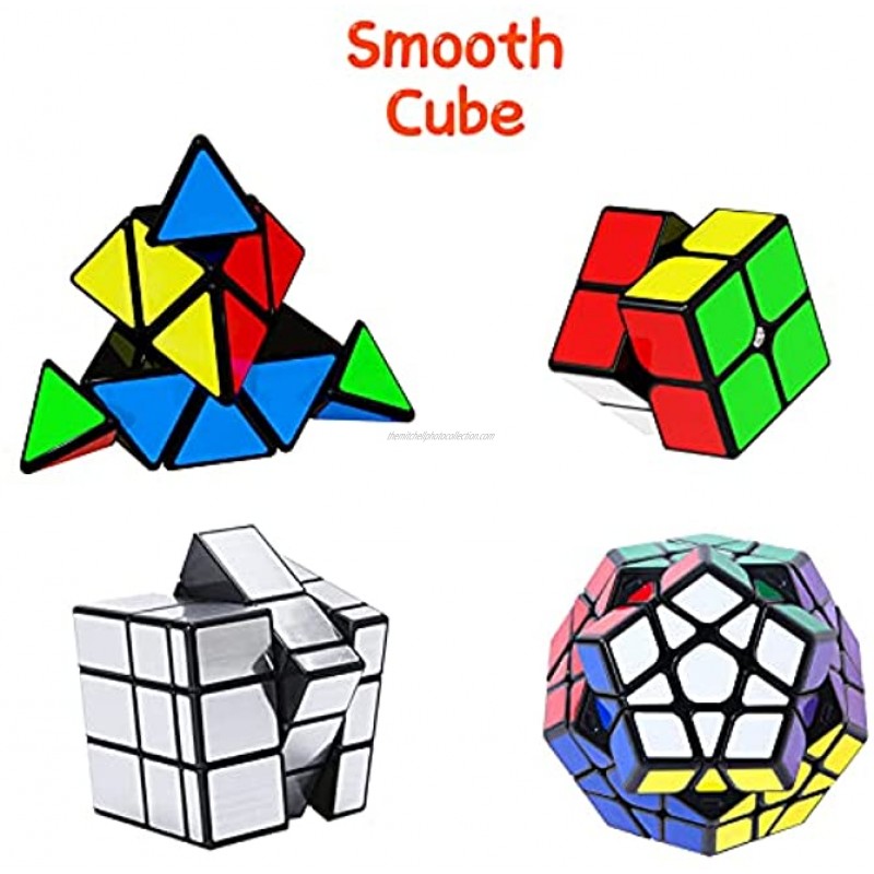 Vdealen Speed Cube Set Cube Bundle 2x2 3x3 Pyramid Megaminx Mirror Magic Cube Smooth Puzzle Cube Collection Games Toy Gift for Kids & Adults [5 Pack]