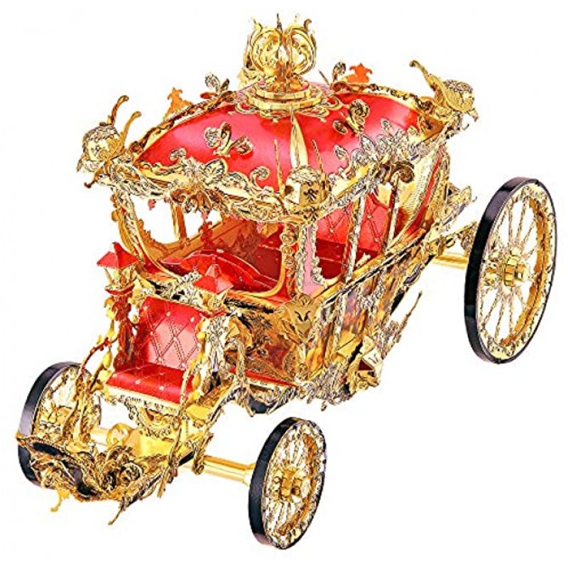 Piececool 3D Metal Puzzles for Adults Princess Carriage Model Kits DIY Brain Teaser Puzzles 3D Metal Model Building Kits Anxiety Relief Toys Great Birthday 216 Pcs