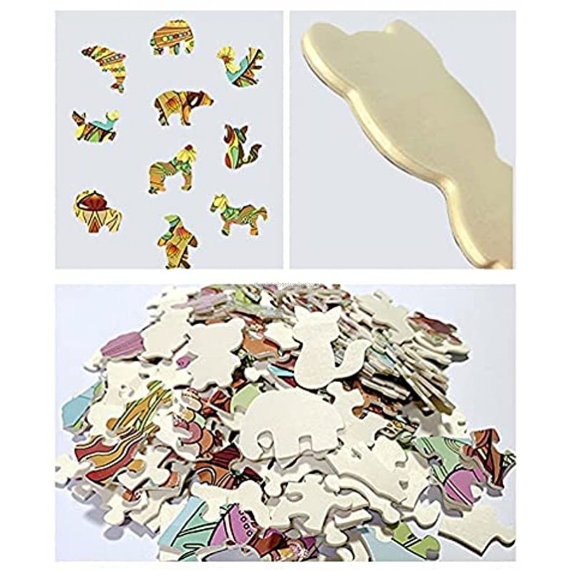 LiKin Wooden Jigsaw Puzzles,Shaped Magic Puzzles Piece and Animal Shaped Charming Puzzle,Wooden Puzzle Pieces for Adults and Kids Color : Bird Size : L1