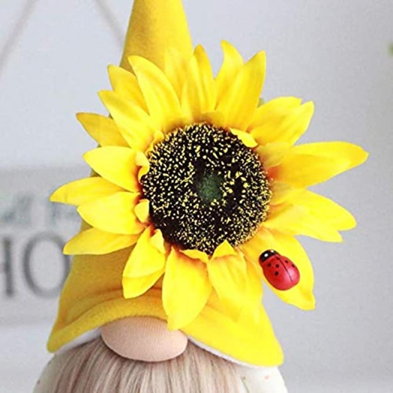 Faceless Santa Doll of 2 PCS Handmade with a Sunflower on Hat of Green and Yellow Small Size Faceless Plush Doll for Bee Festival and Easter Decorations Creative Gift for Kids One Single Yellow