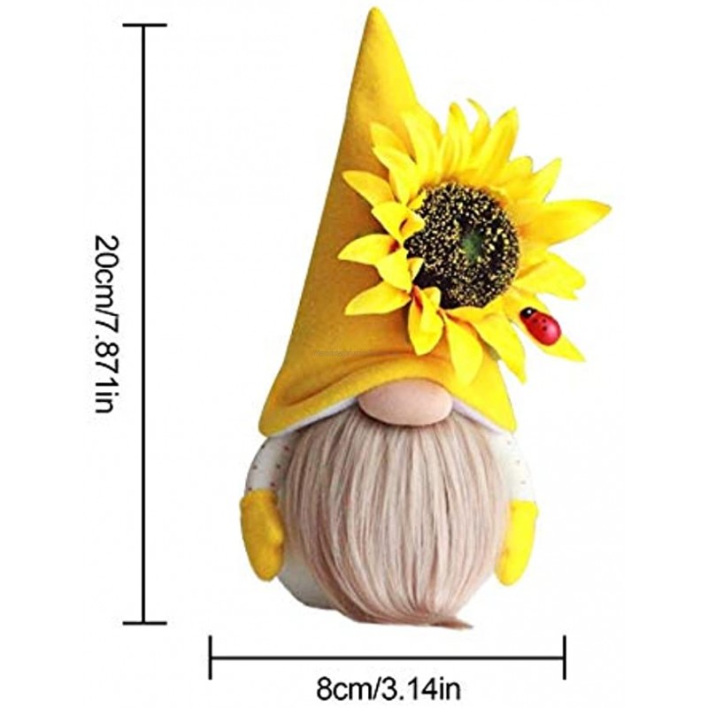 Faceless Santa Doll of 2 PCS Handmade with a Sunflower on Hat of Green and Yellow Small Size Faceless Plush Doll for Bee Festival and Easter Decorations Creative Gift for Kids One Single Yellow