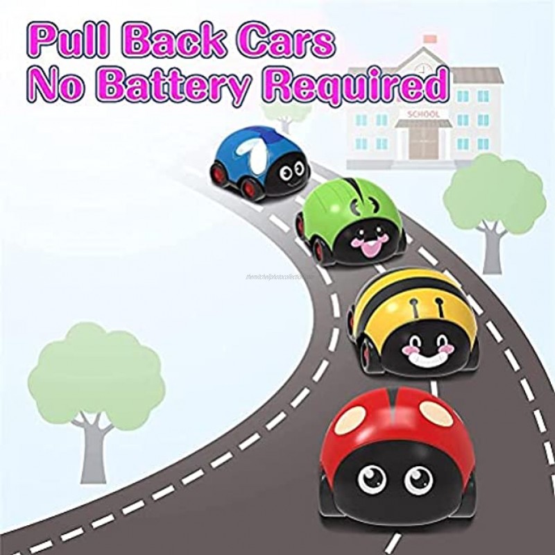 ICRPSTU Pull Back Cars for Toddlers,Two-Way Inertial Pulls Back Cars Insect Design Friction Powered Cars Toy Lovely Friction Powered Vehicle Toy for Children Aged 1-3Red Ladybug