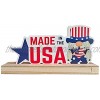 Kimbird Wooden Decoration Unique Indoor Desktop with Stars and Letters of Small Size Independence Day Tabletop Patriotic Decor for Home Bedroom or Living Room Desk Window 4th of July Model D