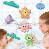 Dwi Dowellin Bath Toys for Toddlers with Swinging Octopus Rotating Starfish Spouting Jellyfish Mold Free Bath Time Toys Bathtub Shower Gift for Baby Kids Boys Girls Age 18months and up