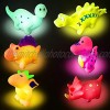 EVA.co 6 Pack Floating Dinosaur Light Up Bath Toys for Kids Color Changing Light in Water for Bath Party Favors Bathtub Bathroom Shower Games Swimming Pool Party Beach Include Storage Bag