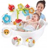 Yookidoo Baby Bath Mobile Spinning Flowers and Swiveling Fountain for Newborn and Toddler Bath Time Sensory Development Tub Not Included Attaches to Any Size Tub Wall 0-2 yrs.