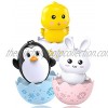 Lukax Baby Toys for 1 Year Old Boy Girl 3PCS Roly Poly Baby Toys Musical Wobbler Tumbler Toy 6 to 18 Months Developmental Penguin Bunny Chick Tummy Time Wobbler Toys for Kid Toddler Gifts