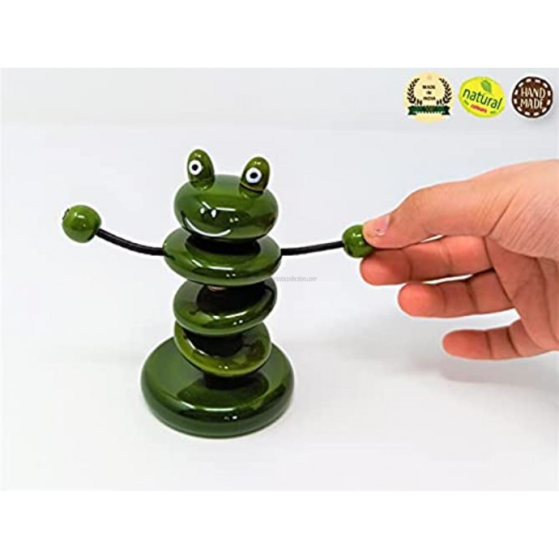 A&A Kreative Box Car Rattle -Dancing Frog-Wooden-Organic Colors-Hand Made | Kids | Toddler | Gift | Rattle