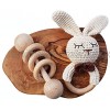 Mali Wear Natural Baby Rattle Crochet Cotton Bunny Teether and Classic Wooden Ring Toy Rattle Gender Neutral Montessori Neutral Bunny & Classic Rattle