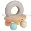 PlanToys Wooden Bell Rattle and Teether Toy 5250 | Pastel Color Collection |Sustainably Made from Rubberwood and Non-Toxic Paints and Dyes