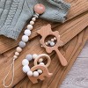 Biter Teether 3pcs Wooden Baby Rattle Set Toys Safe and Natural Elephant Teether Beads Ring Crochet Beads Universal Pacifier Clip Food Grade Wood Bar Hand Grip Bell Shaking Rattle Neutral Gift