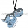 Chew Necklace for Sensory Kids Boys and Girls Dinosaur Silicone Chewy Necklace for Autistic Children with Teething Biting Autism ADHD SPD Sensory Oral Motor Aids Chewing Pendant Gray