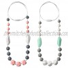 WATINC 2pcs Baby Teething Necklace for Mom Silicone Teething Necklace for Baby Sensory Nursing Teether Necklace Chewable Jewelry Beads Teething Beads Sensory Chew Necklaces Pink Green White
