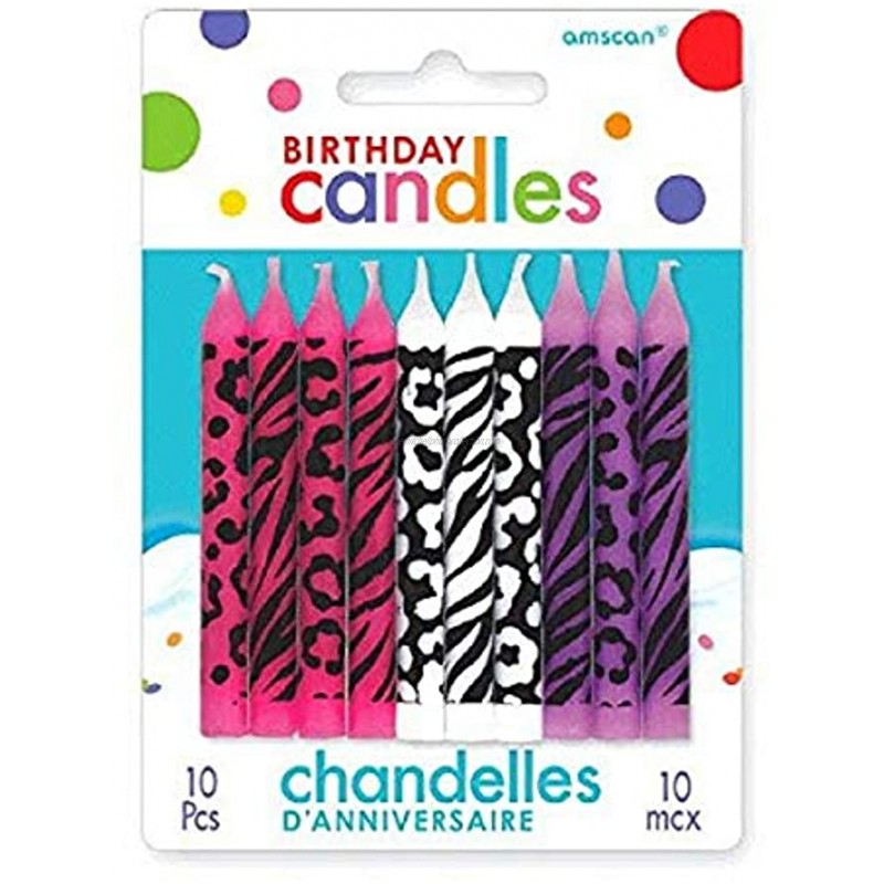 Amscan 170086 Animal Print Birthday Candles | Party Supply | 1 pack 10pcs