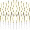 BBTO 12 Pieces Twisty Birthday Candles Spiral Cake Candles Metallic Cake Cupcake Candles Long Thin Coil Cake Candles with Holders for Birthday Wedding Party Cake Decorations Gold