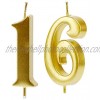 MMJJ Gold 16th Birthday Candles Number 16 Cake Topper for Birthday Decorations