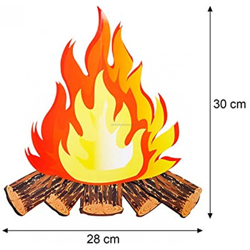 12 Inch Tall Artificial Fire Fake Flame Paper 3D Decorative Cardboard Campfire Centerpiece Flame Torch for Campfire Party Decorations 2 Set