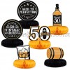 6pcs Whiskey 50th Birthday Party Honeycomb Centerpieces Aged to Perfection Table Toppers for 50th Birthday Party Favors Supplies Whiskey Party Decorations