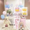 First Birthday Balloon Boxes for Party Decorations,1st Birthday Transparent Blocks Boxes Decorations with ONE Letter ，Crown Design Card for Boy or Girl Birthday Decorations Newborn Photography Props