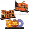 Halloween Table Decorations,Halloween Decorations Indoor Set Pumpkin Table Wooden Trick or Treat Table Toppers Table Signs with Doughnuts Pumpkin Shaped Ornaments for Halloween Party Decoration