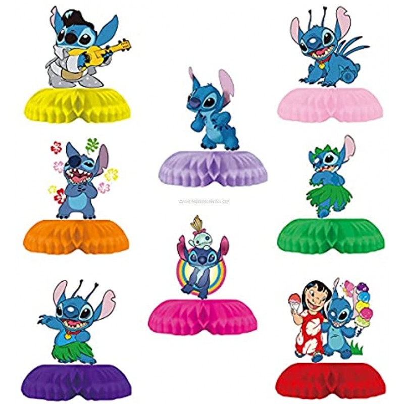 Lilo and Stitch Honeycomb Centerpieces Set of 8 Stitch 3D Table Decorations Double Sided Stitch Table Toppers for Lilo and Stitch Party Supplies Decorations for Kids