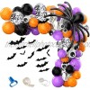 154pcs Halloween Balloons Garland Arch Kit Include Orange Purple Black White Eyeball Skull Balloon Spider Webs 3D Bats for Halloween Party Favors Background Classroom Home Decorations