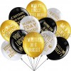 48 Pieces 12 Inches Happy Retirement Party Latex Balloons Decoration Fun Retirement Decoration Balloons for Retirement Party Supplies Indoor  Outdoor Black White Gold