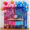 Boy Or Girl Gender Reveal Party Decoration Set,&Balloons Arch Garland KitBlue Silver Pink Gold,Foil Balloons,Metallic Fringe Curtains,18 in gender reveal balloons,Paper tassel Garland,Balloon decoration tools,For Party Photo Backdrop Pink Blue Shower 