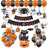 Halloween Decorations Halloween Party Favors Halloween Decor Kit Happy Halloween Balloons Banner Pumpkin Bat Ghost Spider Skull Cards Set Inflatables Indoor Decorations Toys Gifts 60 Pack