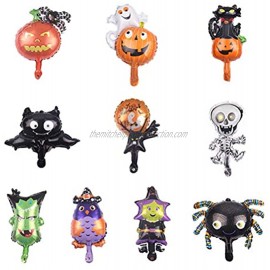Halloween Foil Balloons 10pcs Mylar Foil Balloon Set Party Factory Pumpkin Witch Skeleton Ghost Monster for Halloween Birthday Party Supplies