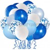 Royal Blue Confetti Latex Balloons 50pcs 12 inch Light Blue Baby Blue and White Party Balloons for Birthday Wedding Party Decoration