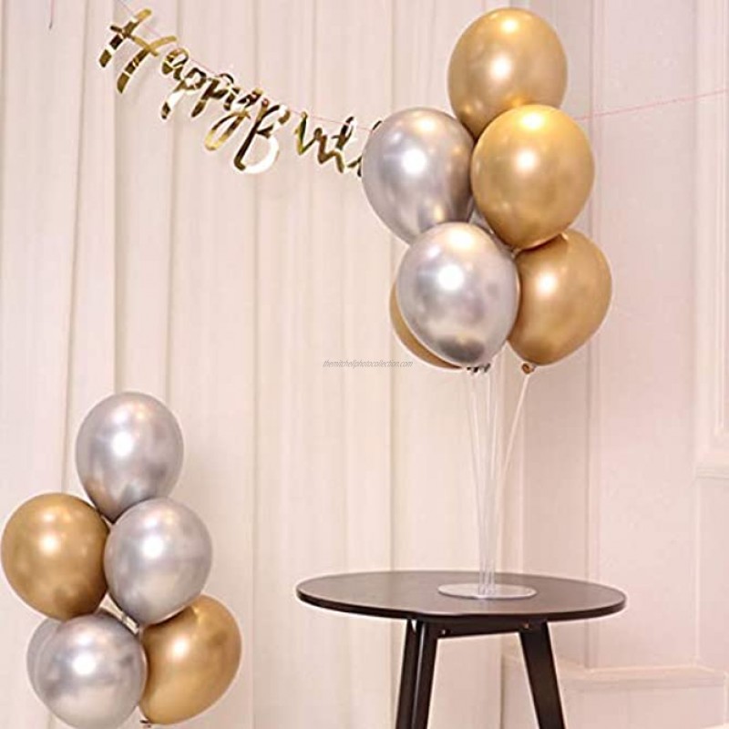 ZERIRA 4 Sets of Balloon Stand Kits Reusable Clear Balloon Stand with Base Balloon Table Floor Stand for Birthday Party Baby Shower Wedding Anniversary Decoration
