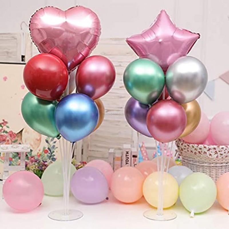ZERIRA 4 Sets of Balloon Stand Kits Reusable Clear Balloon Stand with Base Balloon Table Floor Stand for Birthday Party Baby Shower Wedding Anniversary Decoration