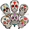 Zomiboo 6 Pieces Day of The Dead Sugar Skull Party Balloons Halloween Skull Balloons Halloween Decoration Balloons for Halloween Sugar Skull Party Decoration 6 Styles