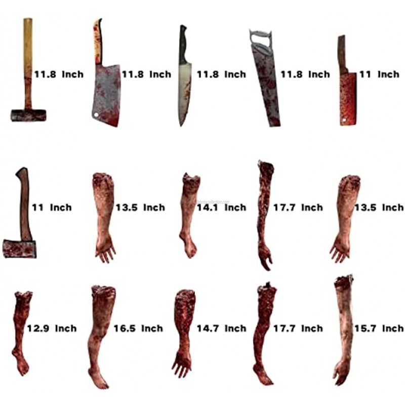 BCOFUI Halloween Decorations Scary Banner Bloody Weapons Fake Blood Hands and Feet Horror Decor Hanging Zombie Vampire Halloween Indoor Decorations Party Supplies 23 Pcs