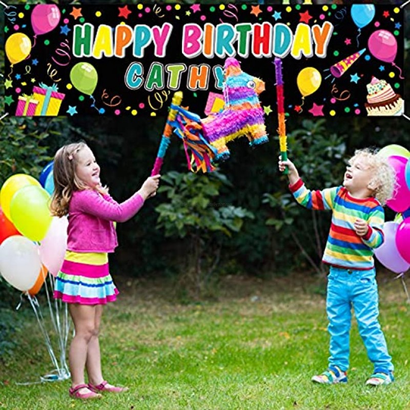 Colorful DIY Birthday Banner Set Crafting Happy Birthday Poster Decoration by Alphabet Stickers Party Decorations Kit Bday Party Supplies